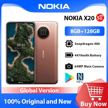 הגירסה העולמית 8GB 128GB Nokia X20 NFC החכם 5G רשת Snapdragon 480 6.67 אינץ 64MP Quad המצלמה 4470mAh סוללה