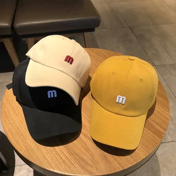 M-מכתב כובע רקום גברים תכליתי מעוקל שוליים כותנה רך העליון שמשיה אופנה כובע פשוט נשים כובע בייסבול