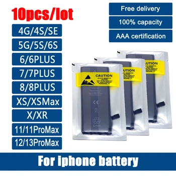 10pcs/Lot 3A הסמכה 0 מחזור הסוללה של טלפון עבור iPhone 4 4S 5 5S 5C SE 2020 6 6 7 8 פלוס X XR XS 11 12 13 מיני SE2 Pro מקס