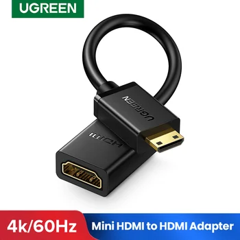 Ugreen Mini HDMI מתאם Mini HDMI ל HDMI כבל מתאם 4K תואם עבור Raspberry Pi ZeroW מצלמת וידאו מחשב נייד HDMI Mini מתאם
