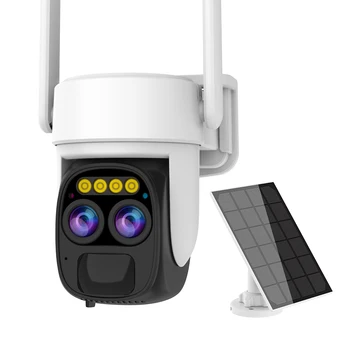 Wifi, מצלמת אבטחה סולארית אבטחה חיצונית הגנה שני-דרך הקול ניטור סוללה מובנית PTZ כפול מקור אור
