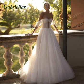 Gabriellar שמלת החתונה 2023 נשים חרוזים ללא כתפיות, את הכתף תחרה ללא משענת-up קו Vestido De נוביה Custome גרם