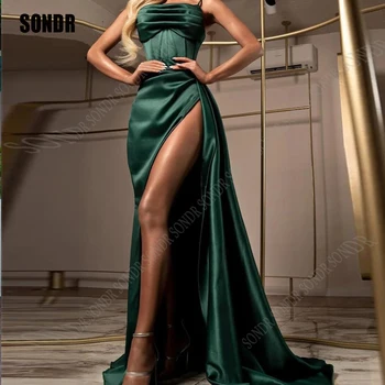 SONDR ירוק רצועות ספגטי סאטן ערב הסעודית שמלות לנשף 2023 קו A בלי שרוולים שמלות ערב ערב רשמי שמלה Vestidos