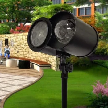 LED כפול צינור מים דפוס הסרט הקרנת מנורת חצר חיצונית עמיד למים הדשא מנורה עם הקרקע לחבר שלט רחוק