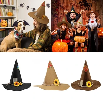 דחליל כובע מכשפה כובע למבוגרים מסיבת תחפושות, כובעים כובע הקוסם Magican כובע מבוגרים