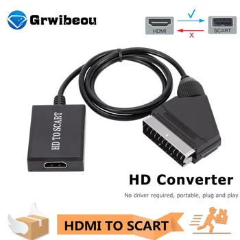 נייד-HDMI תואם את כבל SCART ממיר וידאו מקצועי אודיו מתאם עבור טלוויזיה HD DVD המשחק אביזרים HD SCART