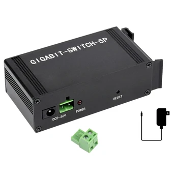 5Port מתג Gigabit Ethernet 1000Mbps תעשייתיים Ethernet Switch מרובים להגנת מעגלים נהג ללא-תקע אמריקאי