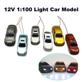 1:100 סולם פלסטיק ABS אור דגם של מכונית צעצועים 12V מיניאטורות צבועות זוהר מכוניות מדגם אדריכלות בניין פריסת 20pcs
