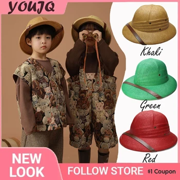 הורה-ילד הקיץ קש הקסדה שעם שמש כובעים עבור נשים ילד מלחמת וייטנאם הצבא כובע כיפת כובע ספארי ג ' ונגל כורים הבריטי Gorras