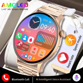 שעון חכם Bluetooth שיחה נשים ספורט Smartwatch גברים 1.43 אינץ ' AMOLED HD תמיד יוצג על מסך מותאמות אישית שעונים עבור Xiaomi Huawei