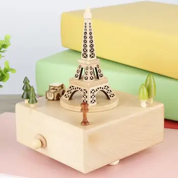 יצירתי מגדל אייפל מוסיקה קופסא מתנה מעץ שעון הנגינה הביתה קישוט החתונה מתנת יום הולדת מתנות לילדים מתנות