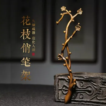 בסגנון סיני יפה פרחי שזיף מברשת קליגרפיה מחזיק עט השאר יצירתי רטרו פליז משקולת קטנה קישוטים