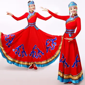 חדש רוסי עממי ריקוד תלבושת הנשים אדום בהיר ריקוד חצאית עבור מיעוטים אתניים של נשים לחיות שמלת ריקוד