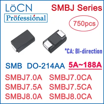 750PCS טלוויזיות דיודה SMB SMBJ SMBJ7.0A SMBJ7.0CA SMBJ7.5A SMBJ7.5CA SMBJ8.0A SMBJ8.0CA לעשות-214AA 7V 7.5 V 8V LoCN באיכות גבוהה סליל