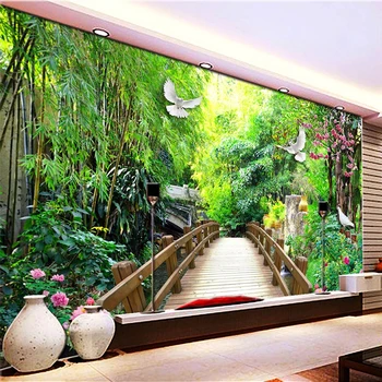 מותאם אישית ציור קיר גן פארק גשר עץ נוף 3D תמונה, ציור קיר בסלון טלוויזיה רקע דביק המסמכים דה Parede 3D