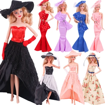 שמלת נסיכת בובה אופנה בגדי ערב שמלה+כובע רשמי בגדים עבודת יד החליפה ל-30 ס 