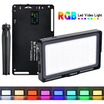 FOSOTO RGB Led Video Light מיני צילום אור 2500K-8500K Dimmable מלא צבע תאורת סטודיו מלא אור עם מסך OLED