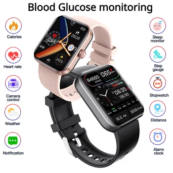 F57L הגלוקוז בדם Smartwatch עבור Xiaomi 50+ספורט מצבי קצב הלב, טמפרטורת הגוף Tracker 1.91 אינץ מסך HD שעון חכם
