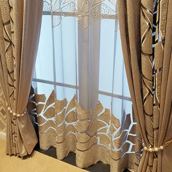 הסקנדינבים פשוט המודרנית וילונות סלון, חדר השינה קטיפה חלול רקמה וילון מרפסת חלון במסך מסך בית מותאם אישית