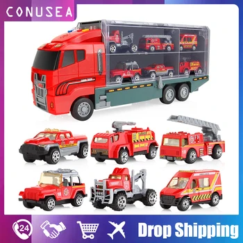 6pcs /סט צעצועים דגם המכונית הנדסת כלי רכב אש משאית צעצוע של ילדים עבור הילד. ילדים בגיל 3 4 חינוך מונטסורי מתנה