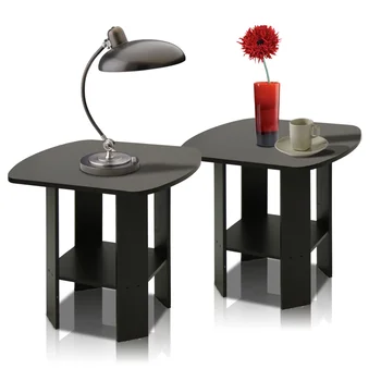 Furinno עיצוב פשוט סוף/שולחן צד, אספרסו, סט של 2 שולחן קפה, שולחן צד לסלון