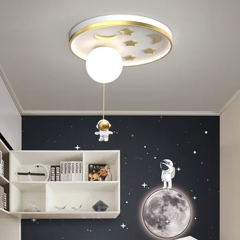 מודרני זהב, כחול, ורוד אסטרונאוטים מסביב LED מנורת תקרה עבור חדר השינה חי פינת אוכל חדר ילדים חדר ילדים מקורה תאורה