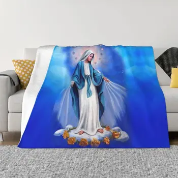 הקתולית מרי הבתולה שמיכות 3D מודפס לנשימה רכה פלנל בחורף גבירתנו של פטימה לזרוק את השמיכה על הספה חיצוני למיטה
