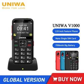 UNIWA V1000 4G טלפונים תכונה חזקה לפיד כפתור גדול זמן המתנה 2.31 אינץ 0.3 MP מצלמה הסלולר אנגלית מקלדת רוסית