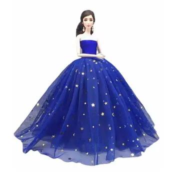 הכוכב הכחול ירח נצנצים שמלות כלה 1/6 BJD בגדים עבור ברבי הבובה תלבושות הנסיכה שמלת Vestido 11.5
