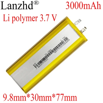 1-12pcs 3.7 V סוללה ליתיום-יון Li-Po פולימר סוללה עבור איתור מילוי מד-מים המנורה ישר 3000mAh 9.8*30*77mm