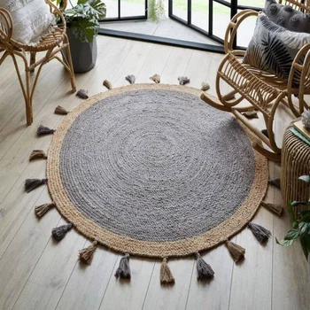 יד קלוע סביב יוטה השטיח גודל מותאם אישית טבעי מעגל יוטה השטיח עיצוב שטיח עגול לסלון קישוט