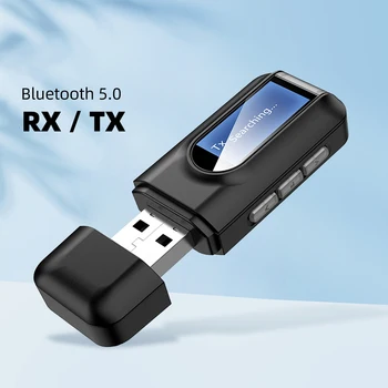 2 ב 1 Bluetooth 5.0 מקלט אודיו אלחוטית צג LCD משדר מתאם 3.5 מ 