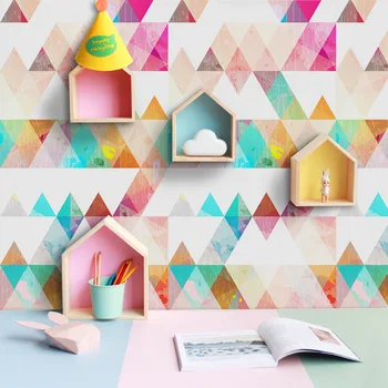 צבעוני מופשט סקנדינבי מודרני עמיד למים עצמית דבק טפטים לילדים חדר קיר מדבקה רהיטים עיצוב הבית