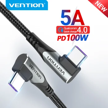 Vention משטרת 100W USB Type-C ל-USB C כבל טעינה עבור סמסונג S10 S20-MacBook Pro-iPad מהר מטען 4.0 משטרת טעינה מהירה כבל
