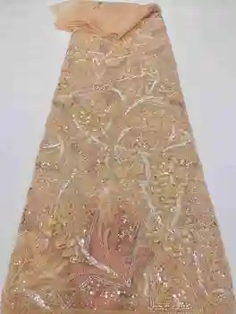 ניגרי פייטים חרוזים תחרה בד Tissu יוקרה בדובאי טול רקמה אפריקה בד תחרה על שמלת ערב כלה בדים