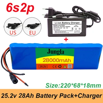 Batterie ליתיום 24V 6S2P 25.2 V 28Ah 18650 דה הוט qualité עם BMS, מאיץ דה vélo électrique + chargeur