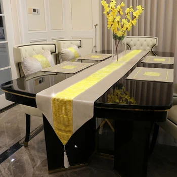 30X250cm שמפניה שולחן רץ פלנל Rhinestones שולחן רצים עם ציציות עבור חתונה, מסיבת יום הולדת קישוטי בית