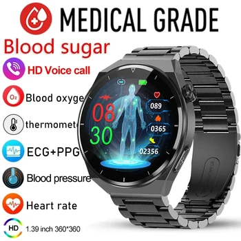 הסוכר בדם בריא השעונים החכמים גברים Bluetooth קוראים 360*360 מסך HD ספורט קצב הלב, טמפרטורת הגוף Smartwatch עבור אנדרואיד