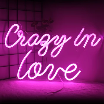 Ineonlife מטורף מאוהב LED שלט ניאון עבור חדר שינה קיר בעיצוב אמנות אקריליק אור מסיבת חתונה בבית חנות מתנה ליום האהבה