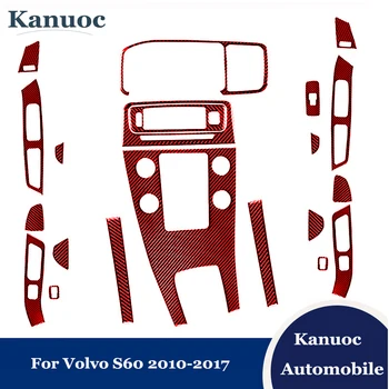 אדום מדבקות רכב של וולוו S60 2010-2017 אביזרים סיבי פחמן כיסוי לקצץ אוטומטי הפנים פיתוחים דקורטיביים רצועות