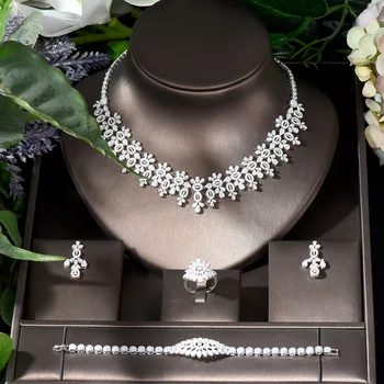 אופנה קלאסי Micro סלול AAA זרקונים סט תכשיטי שרשרת עגיל להגדיר עבור נשים מסיבה תכשיטים ואביזרים N-1288