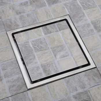כיכר מקלחת קומה ניקוז עם אריח להכניס מגררים - Sus304 נירוסטה , בגודל 6 אינץ', רב תכליתי ,בלתי נראה, או כיסוי שטוחות