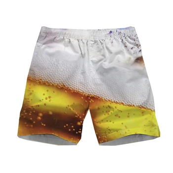 גברים 3D בירה גרפי לוח מכנסיים קצרים מכנסיים המפרץ מזדמן המודפס קצרים חוף קיץ מגניב לגלוש בגד ים הוואי בגד ים הקרח קצרים.