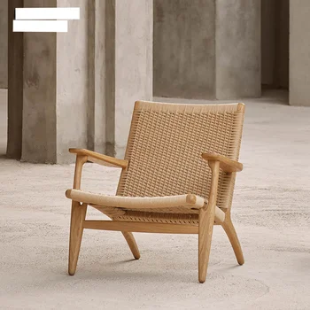 קש כיסא יחיד, ספה פשוטה יפנית חזרה כורסא עץ מלא הפנאי כוללים מרפסת הסלון טרקלין