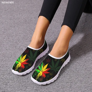 INSTANTARTS הקיץ חיצוני קל משקל רשת נעלי 3D עשב עלים מודפס רך הבלעדי להחליק על נעלי נעלי הליכה Zapatillas מתנות