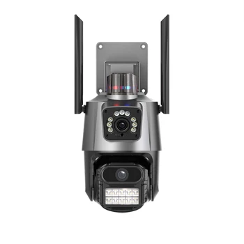 4K מצלמת IP חיצוני כפול עדשת מסך כפול PTZ Wifi 8MP מצלמה עמיד למים מצלמות אבטחה מצלמות המשטרה אזעקת אור