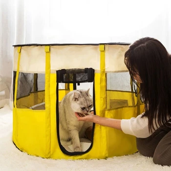 נייד מחמד לול מתקפל תרגיל אוהל המשחק מלונה, ארגז עבור כלב חתול גדול מקורה נסיעות חיצונית קמפינג להשתמש