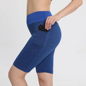 פיתוח גוף נשים מכנסיים גבוהה המותניים כושר חותלות הדוקות אקארד יוגה קצרים כיס מכנסיים חותלות ספורט כושר דחיפה למעלה