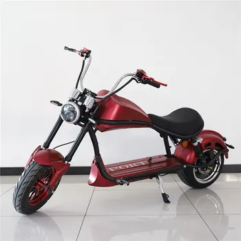(הנחה חדש) קיץ הנחה על אופנועי הארלי סגנון 2000W 60V 20AH חשמלי שמן צמיג רחב קטנוע המסוק CityCoco בצבע אדום כהה אדום לוהט