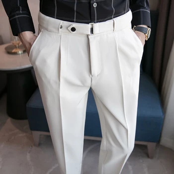 2023 חדש של גברים חליפת מכנסיים בצבע אחיד לבוש עסקי מזדמן מכנסיים סלים שמלה מכנסיים של גברים באיכות קלאסי החתן החתונה המכנסיים